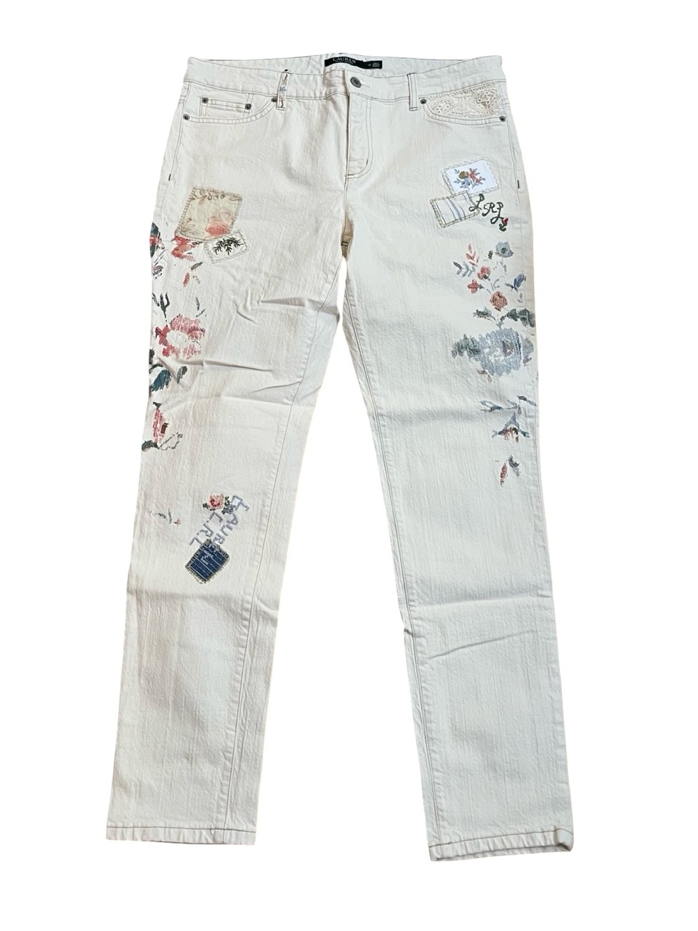LAUREN RALPH LAUREN VINTAGE PATCHWORK Y2K MODERN SKINNY JEANS